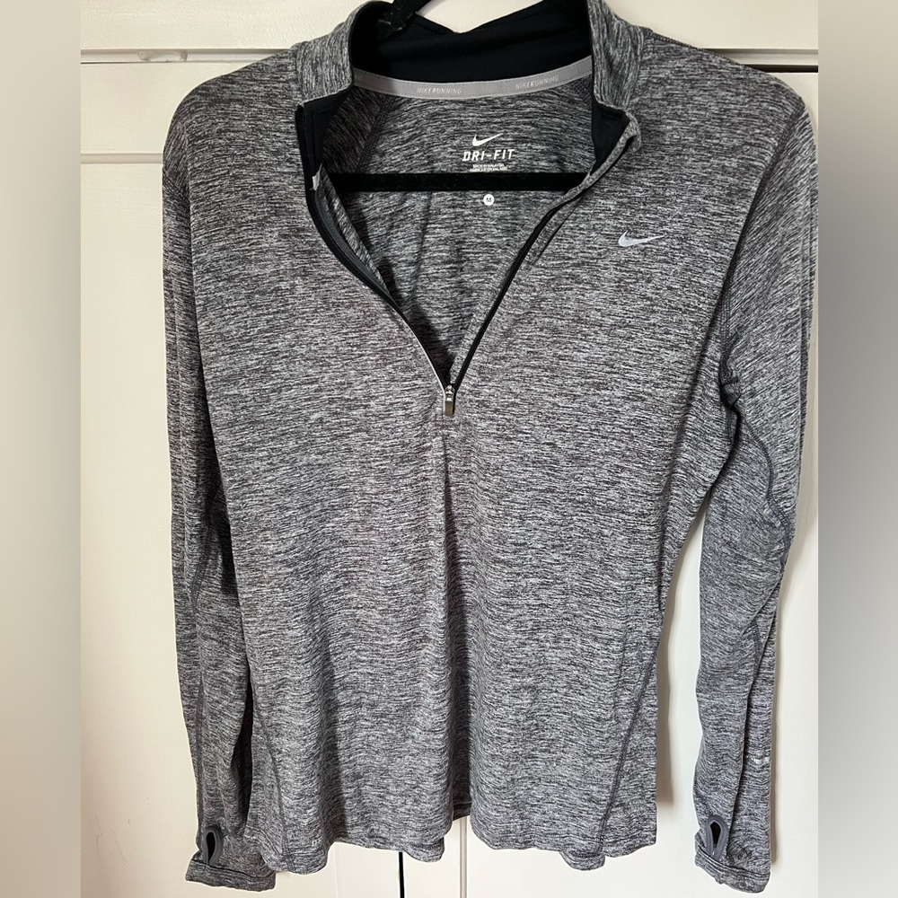 Nike Dry-Fit Grey Quarter Zip Running Top Size Medium